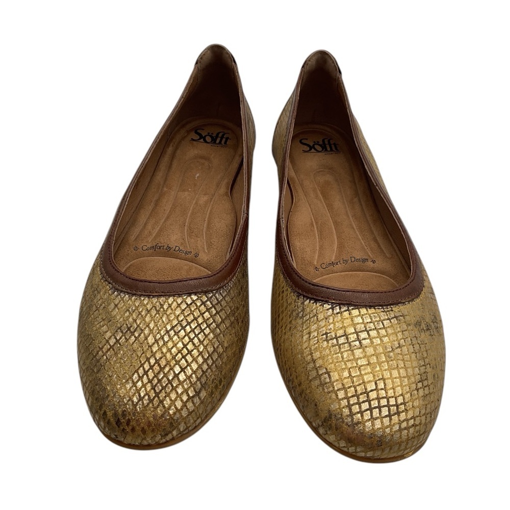 Sofft Slip-On Textured Suede‎ Flats Maretto Taupe/Gold 9
